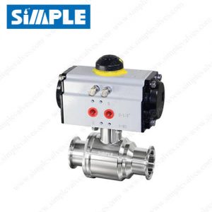 1 2 Tri Clamp Ball Valve, Sanitary Design, Horizontal Pneumatic Actuator