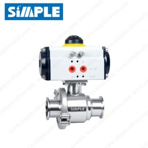 2 Sanitary Ball Valve with Tri-clamp Ends, Cavity Filled, Pneumatic Type
