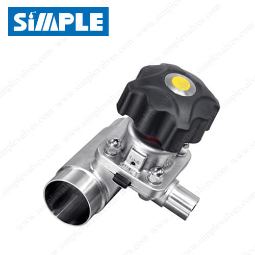3 Way Sanitary Diaphragm Valve with Tri-clamp Ends, T Body 3 Way Sanitary Diaphragm Valve with Tri-clamp Ends, T Body