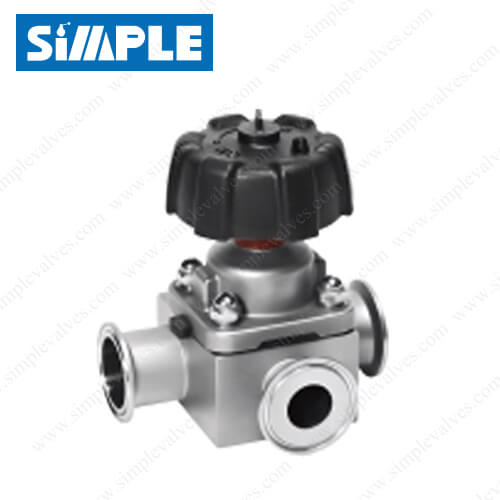 3 Way Sanitary Diaphragm Valve with Tri-clamp Ends 3 Way Sanitary Diaphragm Valve with Tri-clamp Ends