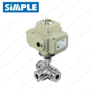 Food Grade Ball Valve with Electric Actuator, 3-way Design, 110-220VAC 24VDC