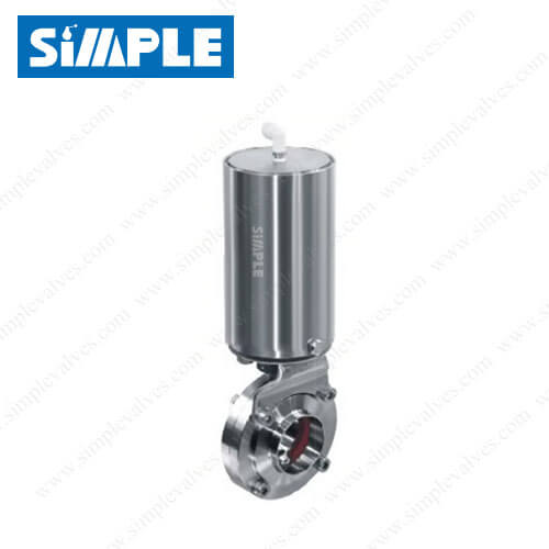 Hygienic Butterfly Valve with Butt-weld Ends, Pneumatic Type Hygienic Butterfly Valve with Butt-weld Ends, Pneumatic Type