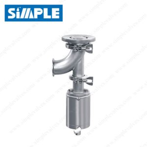 Pneumatic Sanitary Tank Bottom Valve, Elbow Body, Rising Stem