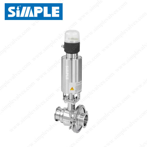 Pneumatic sanitary cavity filled ball valve with position feedback device Pneumatic sanitary cavity filled ball valve with position feedback device