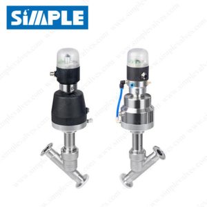 Sanitary Pneumatic Ti-clamp Angle Seat Valve with F-TOP Position Feedback Device