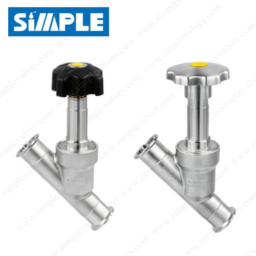 Sanitary Manual Angle Seat Valve, Plastic or Stainless Handwheel