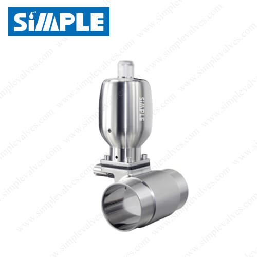 Sanitary Mini Pneumatic Diaphragm Valve with 3-way T Body Design Sanitary Mini Pneumatic Diaphragm Valve with 3-way T Body Design
