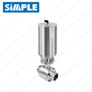 Sanitary Pneumatic Ball Valve with Tri-clamp Ends, Vertical Actuator