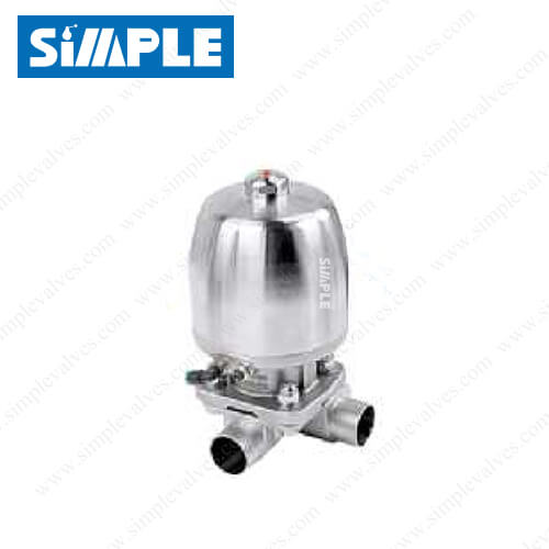 Sanitary Pneumatic Diaphragm Valve with 3-way T Body Design Sanitary Pneumatic Diaphragm Valve with 3-way T Body Design