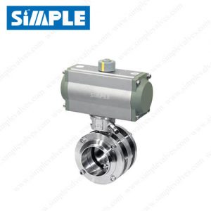Sanitary Stainless Steel Valves, Sandwich Design with Pneumatic Horizontal Actuator